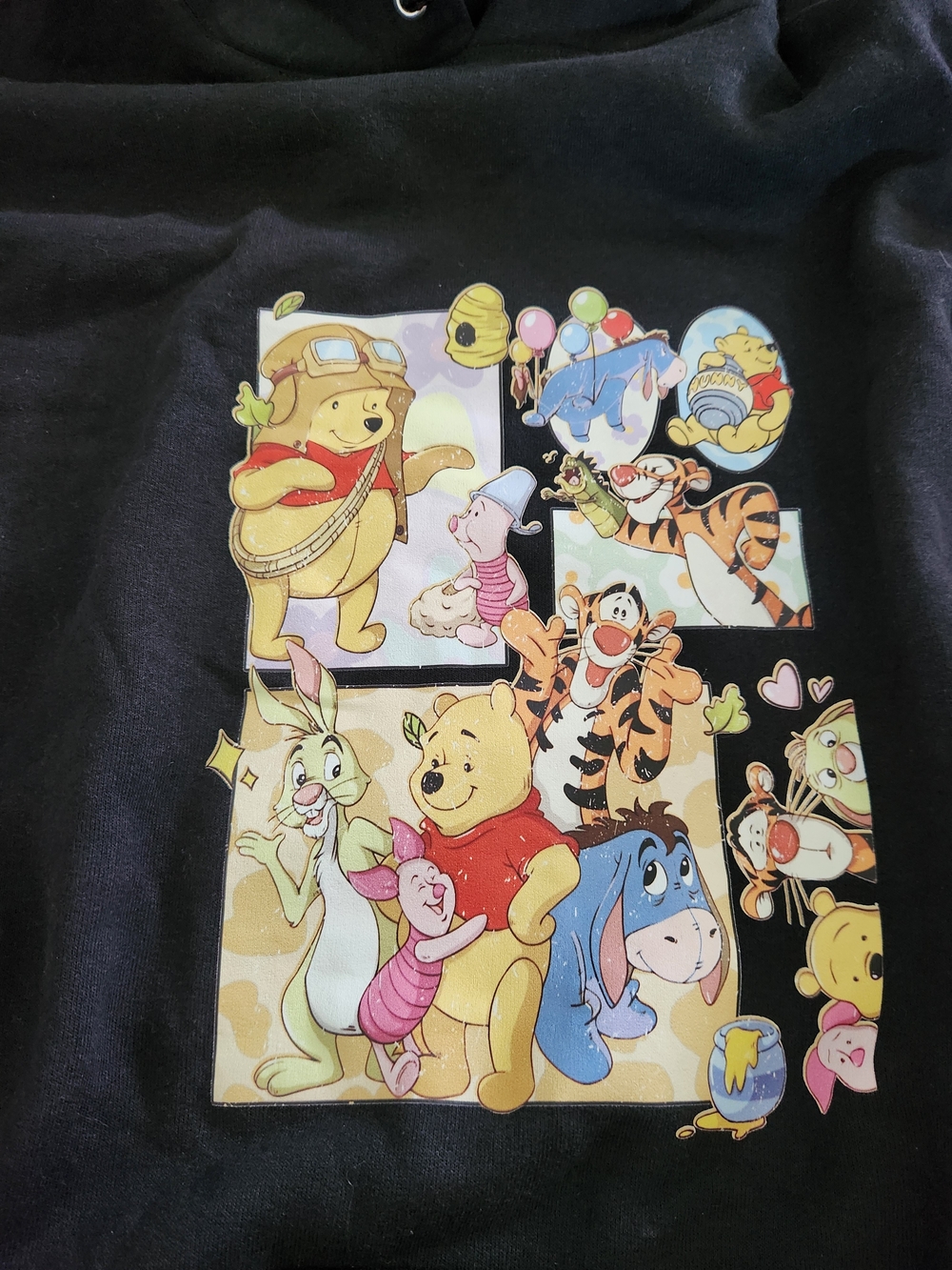 Gildan Black Sweatshirt with Colorful Winnie The Pooh Decal Large